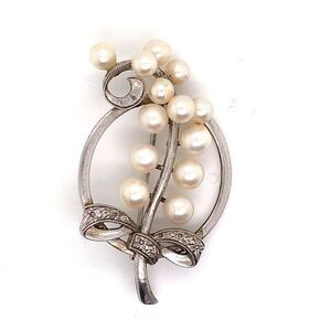 Mikimoto Estate Pin Brooch Sterling Silver 7.47 Gr 5.50 mm M164
